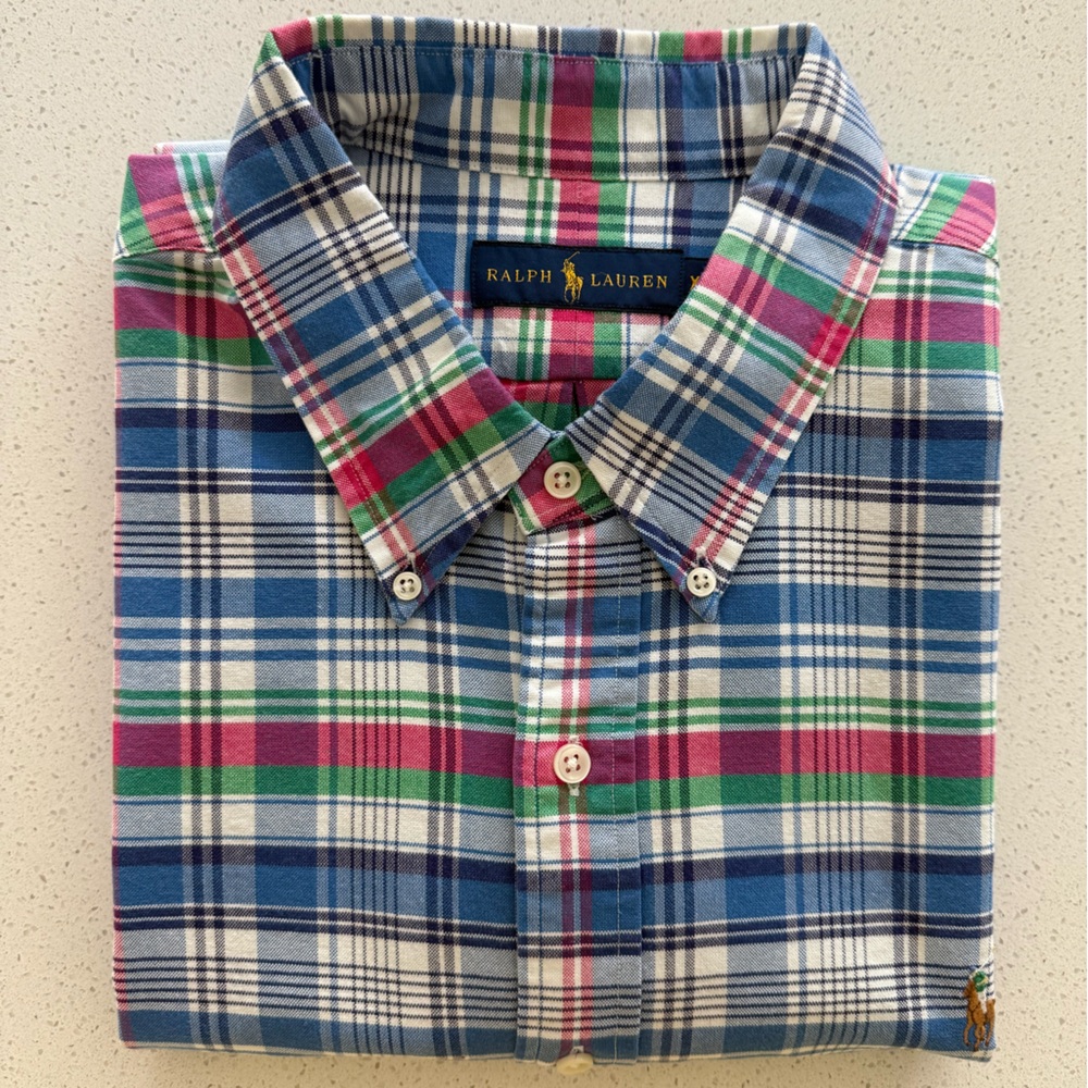 Ralph Lauren Blue and Green Casual Button Down Shirt